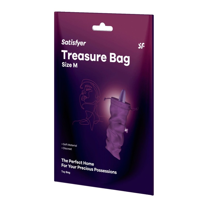 Мішечок для секс-іграшок Satisfyer Treasure Bag M, фіолетовий, на шнурку