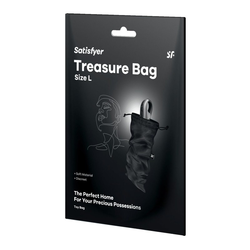 Мішечок для секс-іграшок Satisfyer Treasure Bag L, чорний, на шнурку