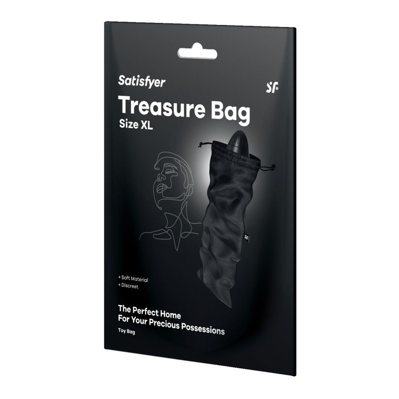 Мішечок для секс-іграшок Satisfyer Treasure Bag XL, чорний, на шнурку