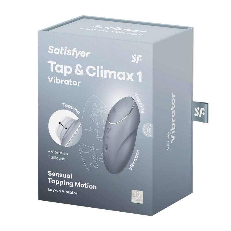 Вибростимулятор-пульсатор Satisfyer Tap & Climax 1 Bluegrey, эффект постукивания пальцем, 2 мотора