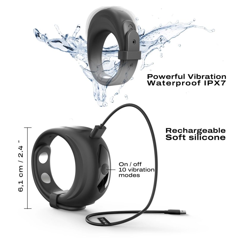 Ерекційне віброкільце Dorcel Fit Vibe Ring, регульований діаметр 4–5,7 см, 10 режимів
