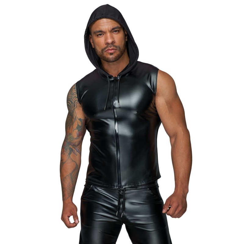Чоловіча безрукавка з капюшоном Noir Handmade H062 Hooded Shirt, M, мокрий ефект