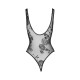 Боді Noir Handmade F242 Tulle body with patterned flock embroidery, S