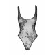 Боді Noir Handmade F242 Tulle body with patterned flock embroidery, L