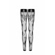 Панчохи без миска Noir Handmade F243 Tulle stockings with patterned flock embroidery, 3XL