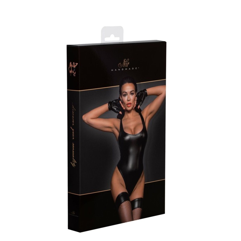 Боди с мокрым эффектом Noir Handmade F244 Powerwetlook body with high cut bottom hem, XL