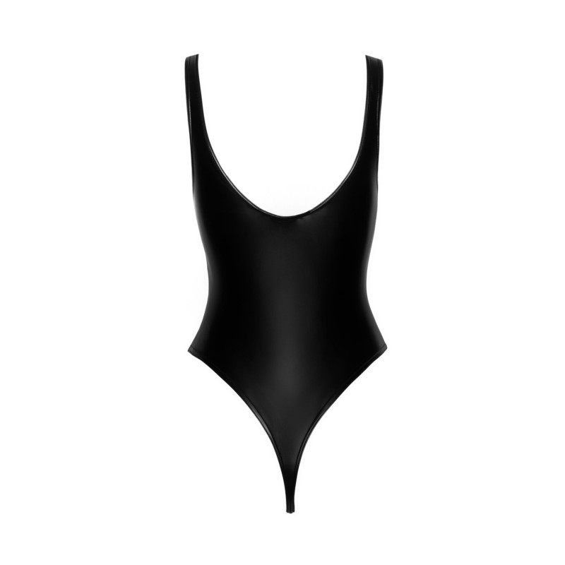Боди с мокрым эффектом Noir Handmade F244 Powerwetlook body with high cut bottom hem, XL