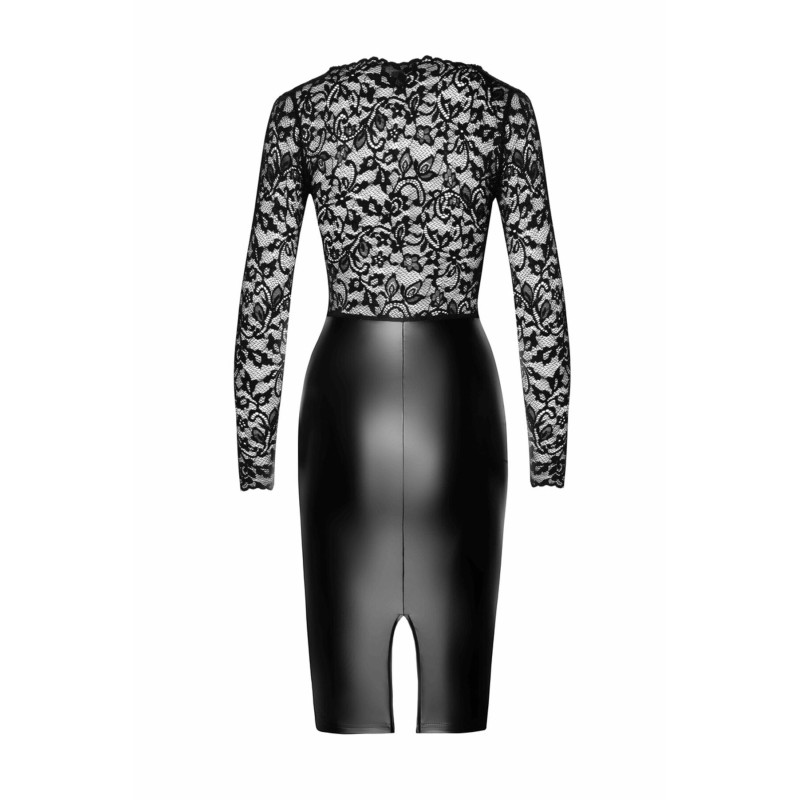 Сукня Noir Handmade F295 Euphoria, L, black, мереживо, глибоке декольте, спідниця міді під латекс