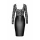 Сукня Noir Handmade F295 Euphoria, XL, black, мереживо, глибоке декольте, спідниця міді під латекс