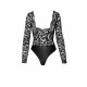 Боди Noir Handmade F296 Psyche, L, кружево, длинный рукав, низ под латекс, с доступом