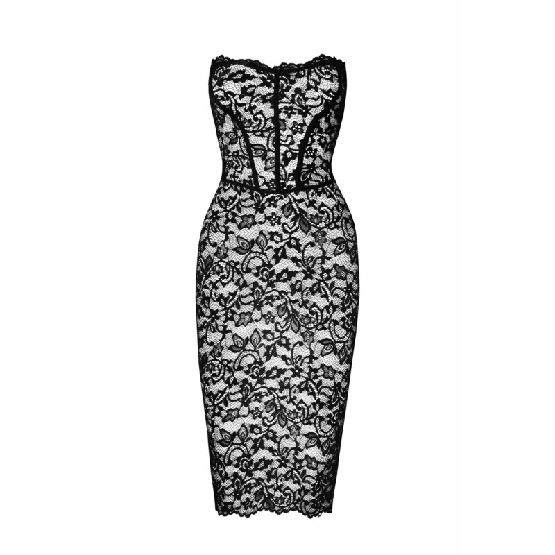 Сукня Noir Handmade F301 Catalyst, L, black, міді, мереживо, відкриті плечі, шнурівка на спині