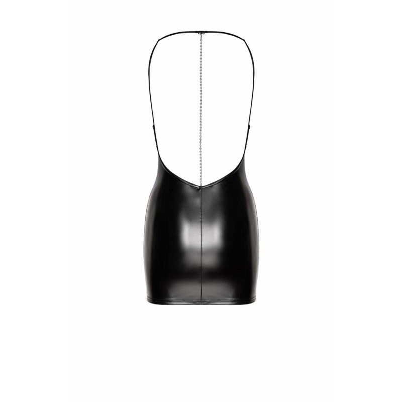 Сукня Noir Handmade F307 Mirage, S, black, міні, під латекс, відкрита спина, декор зі стразів