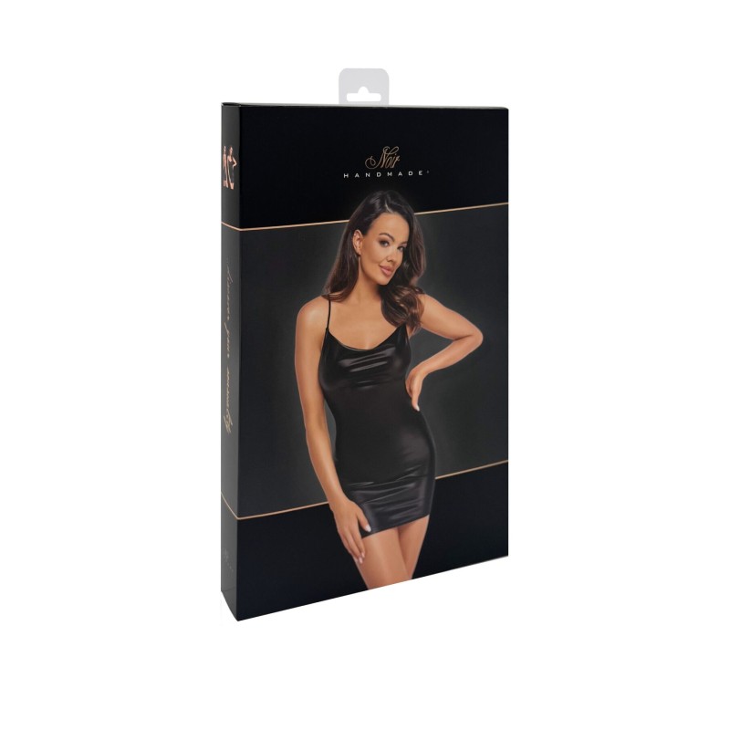 Сукня Noir Handmade F307 Mirage, XXL, black, міні, під латекс, відкрита спина, декор зі стразів