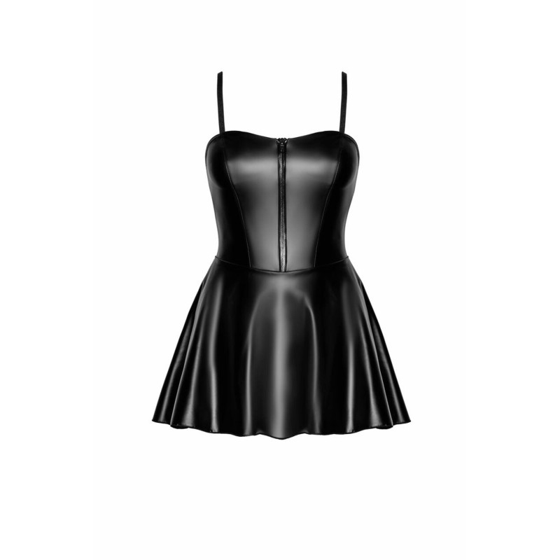 Сукня Noir Handmade F308 Dreamer, 3XL, міні, під латекс, відкриті плечі, спідниця кльош, блискавка спереду