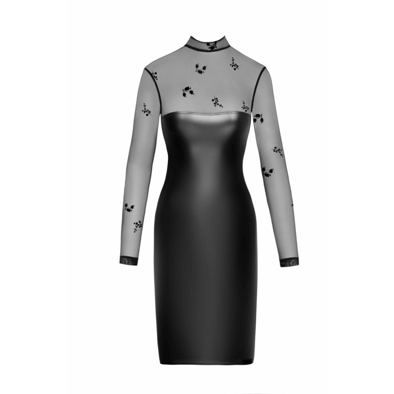 Сукня Noir Handmade F310 Sublime, S, black, міді, мокрий ефект, верх — сітка, довгий рукав