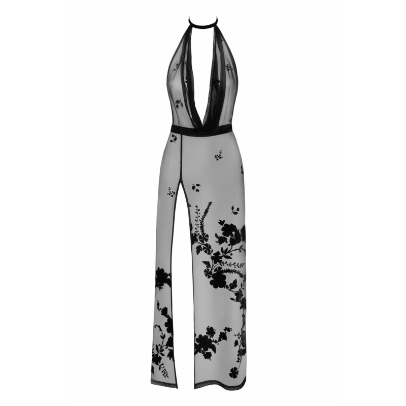 Сукня Noir Handmade F312 Divinity, 3XL, black, прозора, до підлоги, відкрита спина, розріз збоку