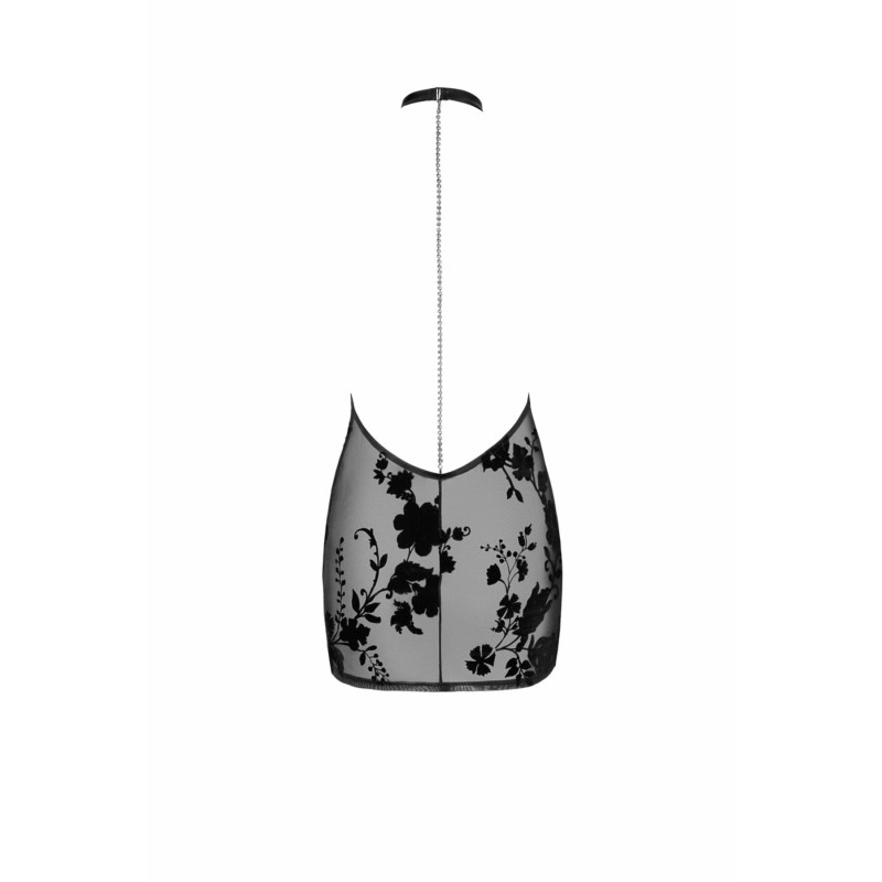 Сукня Noir Handmade F313 Mythos, M, black, прозора, міні, відкрита спина, декор зі стразів