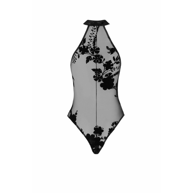 Боді Noir Handmade F314 Ego, L, black, сітка, халтер, високі вирізи, блискавка по всій довжині