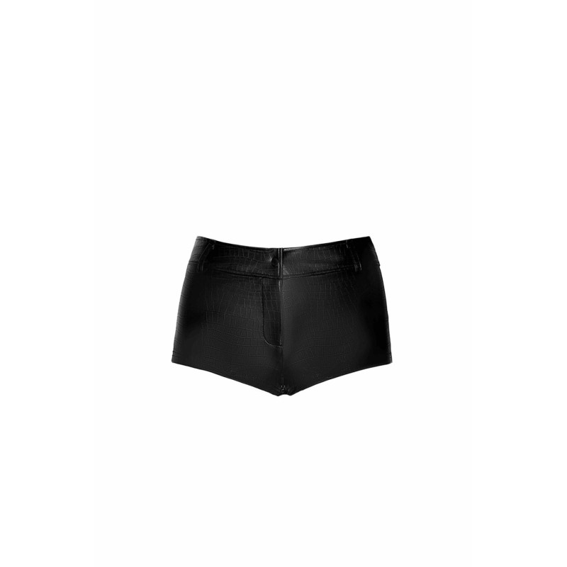 Шортики Noir Handmade F318 Wild, XXL, black, під латекс, крокодиловий принт, з доступом