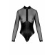 Боді Noir Handmade F321 Edge, M, низ під латекс, верх сітка, блискавка на все тіло, декор кільця
