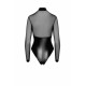 Боді Noir Handmade F321 Edge, M, низ під латекс, верх сітка, блискавка на все тіло, декор кільця