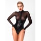Боді Noir Handmade F321 Edge, L, низ під латекс, верх сітка, блискавка на все тіло, декор кільця