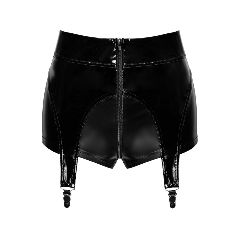 Шортики Noir Handmade F325 Glam, L, black, винил, высокая талия, крепления для чулок, с доступом