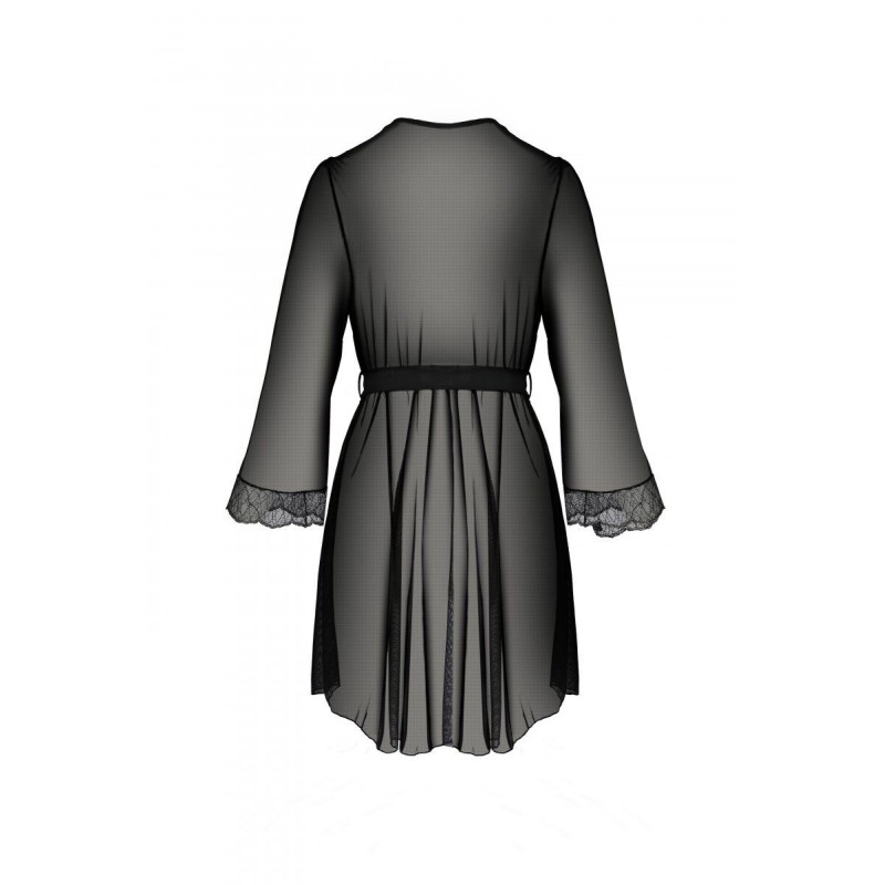 Пеньюар Passion AMBERLY PEIGNOIR black, L/XL, пояс у комплекті