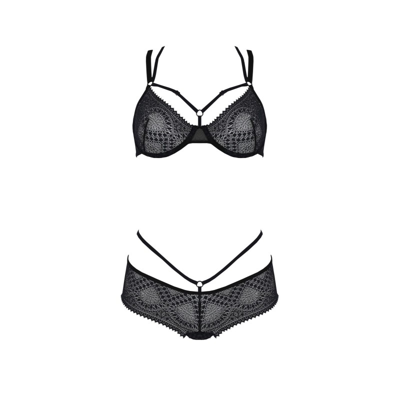 Комплект Passion DROSERA BIKINI black, XXL/XXXL, бюстгальтер і трусики-кюлоти