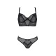 Комплект Passion DROSERA SET black, L/XL, сітка+мереживо, бюстьє та трусики танга