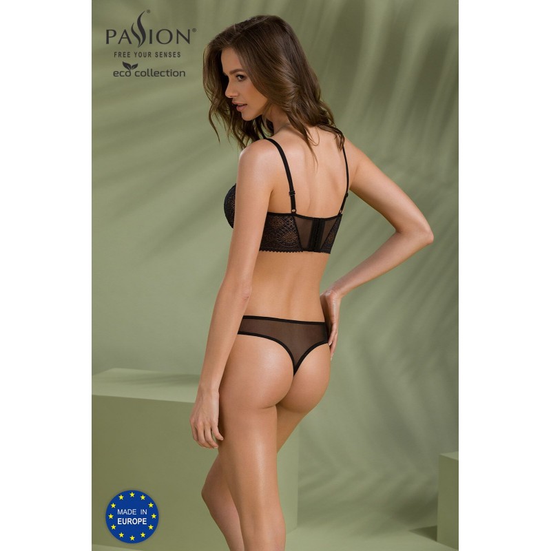 Комплект Passion DROSERA SET black, XXL/XXXL, сетка+кружево, бюстье и трусики танга