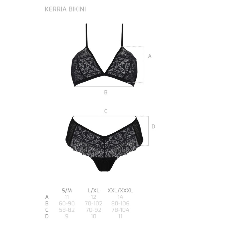 Комплект Passion KERRIA BIKINI black, S/M, бралетт и трусики-бикини