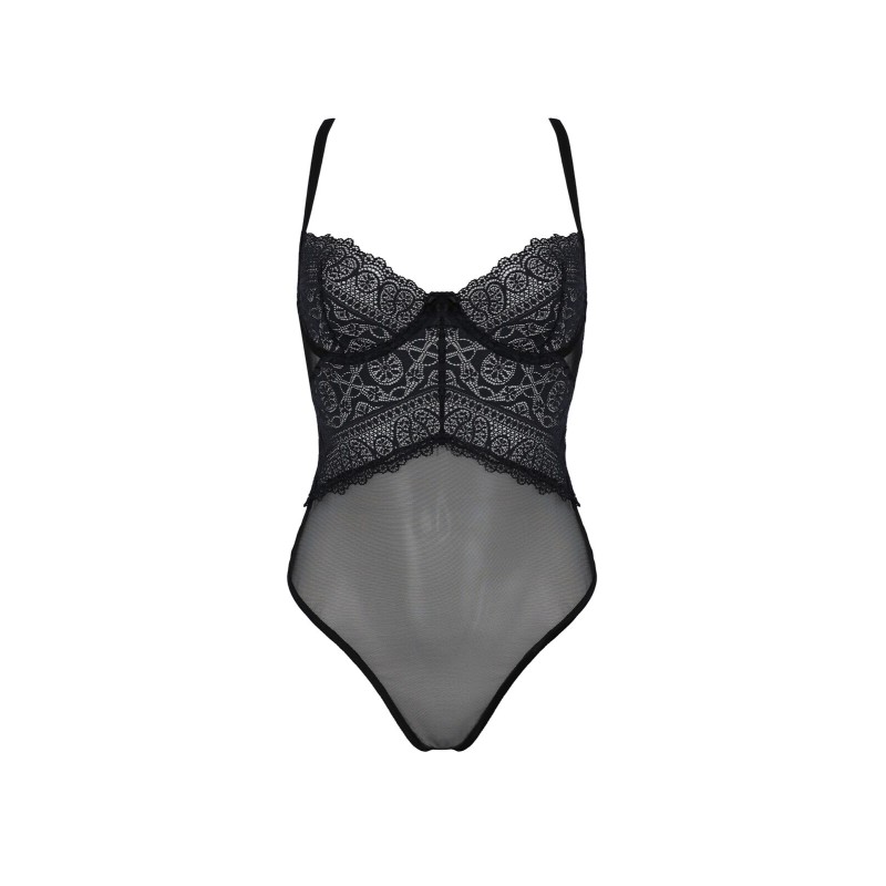Боді Passion KERRIA BODY black, L/XL, з високими вирізами та верхом балконет