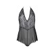 Боді Passion LEAFA BODY black, L/XL, на зав'язках, м'яка чашка, низ у вигляді шортиків