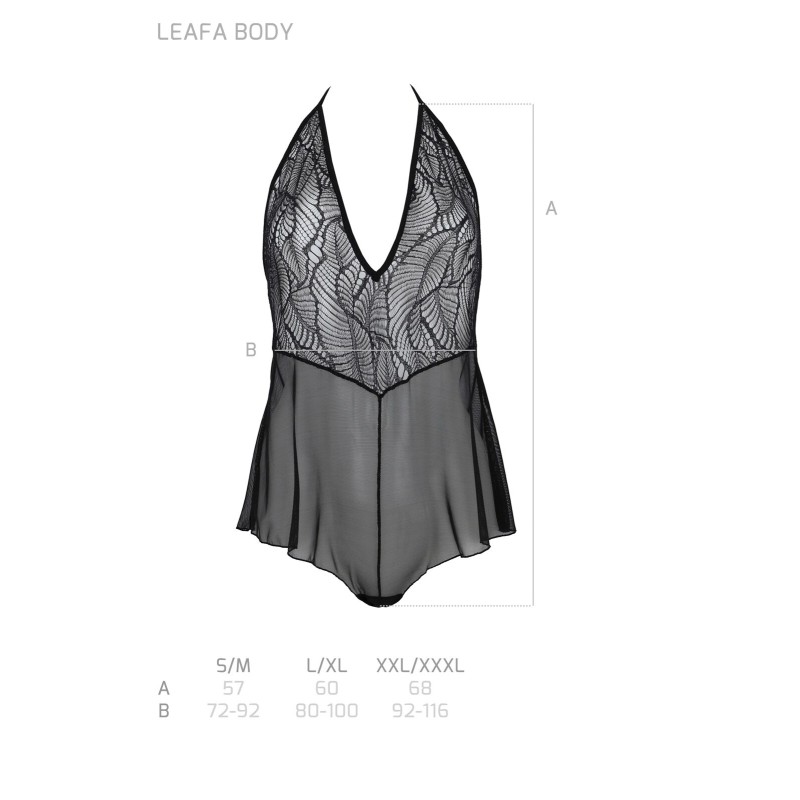 Боди Passion LEAFA BODY black, XXL/XXXL  на завязках, мягкая чашка, низ в виде шортиков