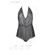 Боди Passion LEAFA BODY black, XXL/XXXL  на завязках, мягкая чашка, низ в виде шортиков