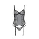 Корсет Passion LEAFA CORSET black L/XL, м'які чашки, затискачі для панчіх, стрінги в комплекті