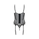 Корсет Passion LEAFA CORSET black L/XL, м'які чашки, затискачі для панчіх, стрінги в комплекті