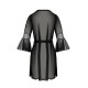 Пеньюар Passion LEAFA PEIGNOIR black, XXL/XXXL, довжина трохи вище коліна, широкі рукави, зав'язується на пояс