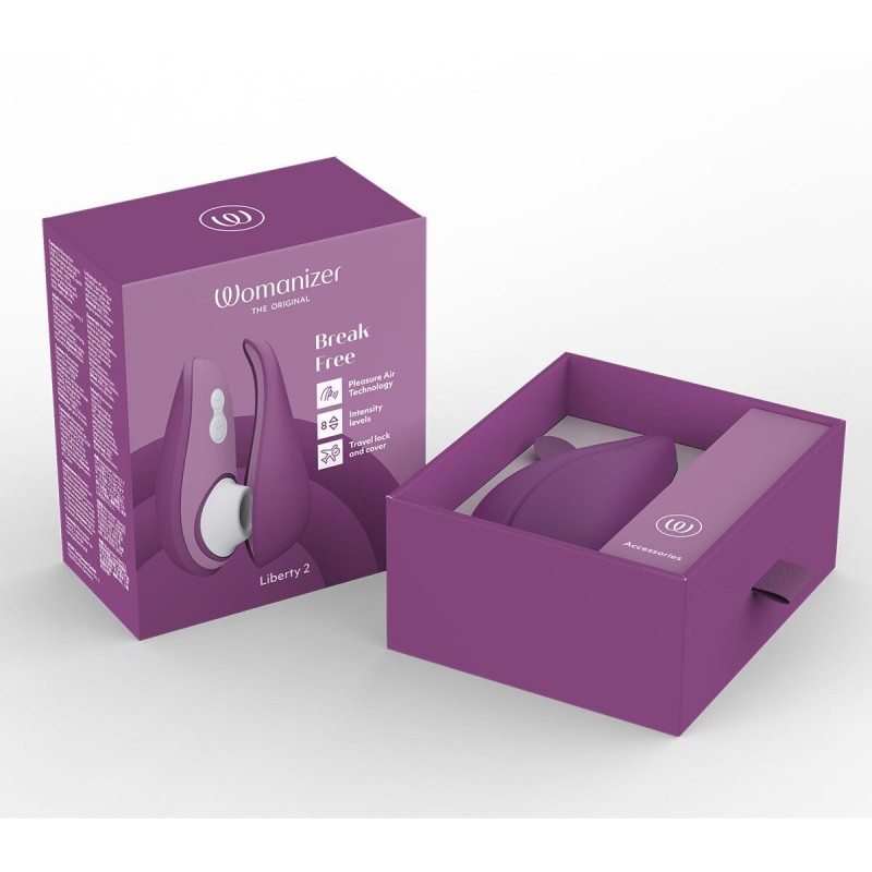 Вакуумний кліторальний стимулятор Womanizer Liberty 2 Purple, 8 режимів, магнітна кришечка