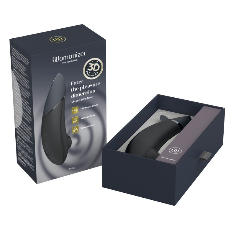 Вакуумний кліторальний стимулятор Womanizer Next Black, 3D Pleasure Air, 14 рівнів інтенсивності