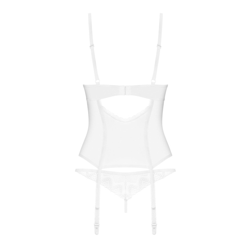 Корсет Obsessive Alissium corset & thong, XS/S, гнучкі кісточки, відкрита спина, стрінги в комплекті