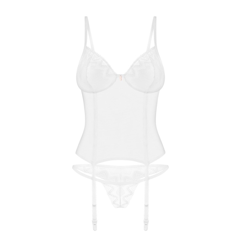 Корсет Obsessive Alissium corset & thong, M/L, гнучкі кісточки, відкрита спина, стрінги в комплекті