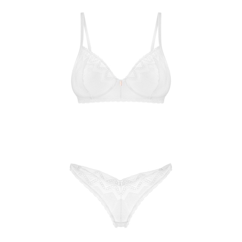 Комплект Obsessive Alissium 2-pcs set, XS/S, мереживо, ліф з м’якою чашкою, трусики танга