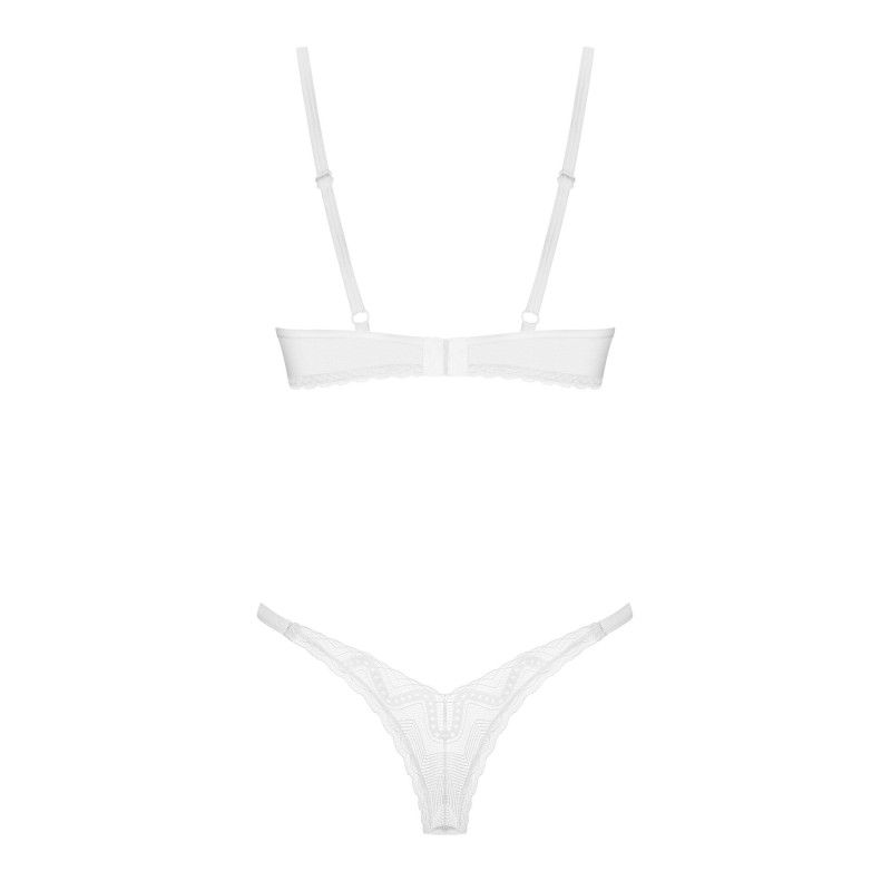Комплект Obsessive Alissium 2-pcs set, M/L, мереживо, ліф з м’якою чашкою, трусики танга