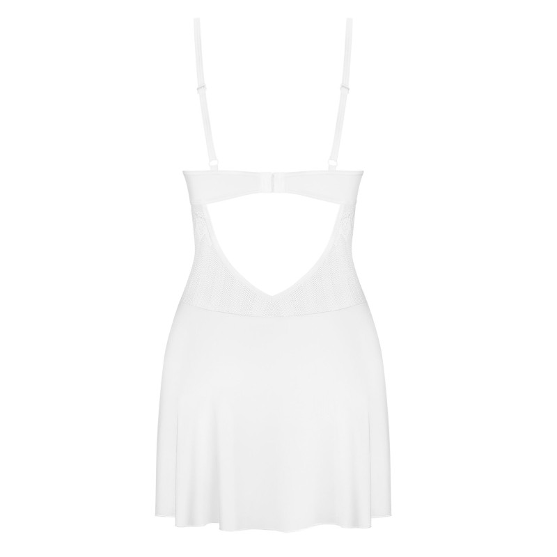 Пеньюар Obsessive Alissium chemise & thong, M/L, мереживний ліф, стрінги в комплекті