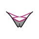 Трусики-стрінги Obsessive Novenes crotchless thong, M/L, сітка, стрепи, прикраса зі стразами