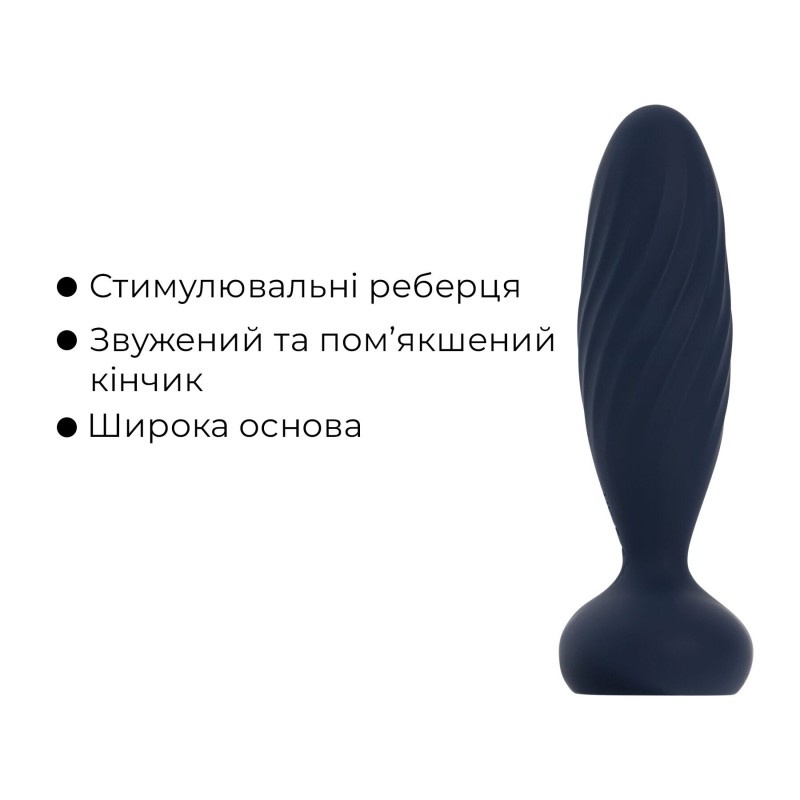 Анальна смарт-вібропробка з пульсацією Svakom Jordan Navy Blue, пульт ДК
