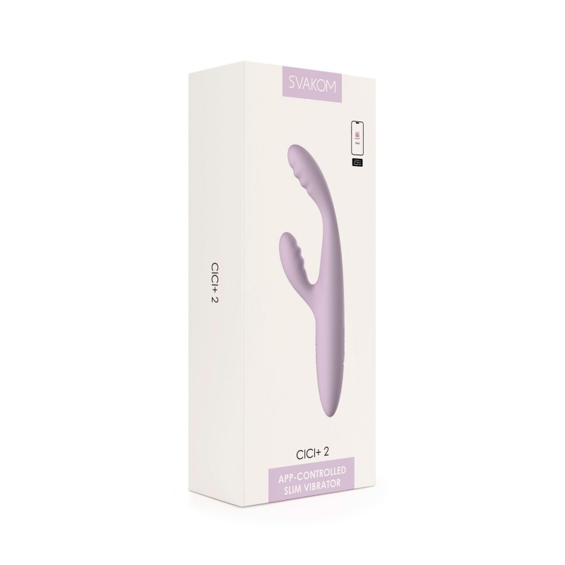 Тонкий кролик-вібратор Svakom Cici+ 2 Lilac, керування зі смартфона, підігрів до 38 °C