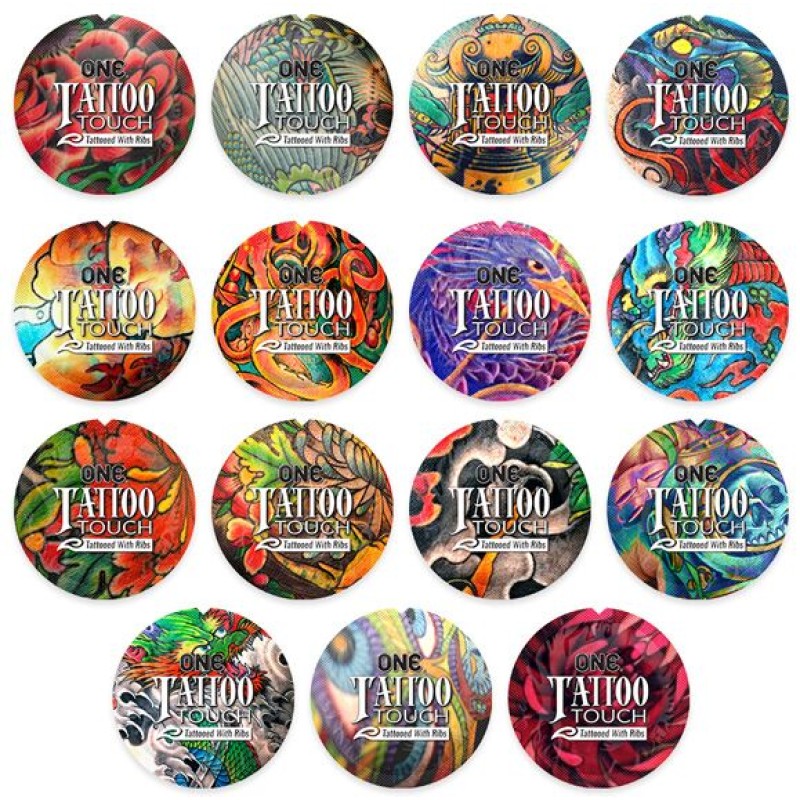 Презерватив ONE Tattoo Touch Purple, 1 шт, фіолетовий з рельєфом у вигляді татуювання